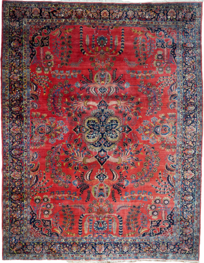 Antique Persian Sarouk Mohajaran 9'2" x 11'9"